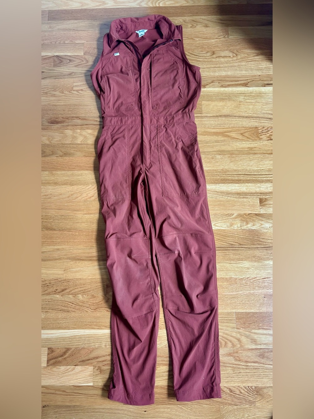 Duluth Trading Company gardening overalls in dusty rose